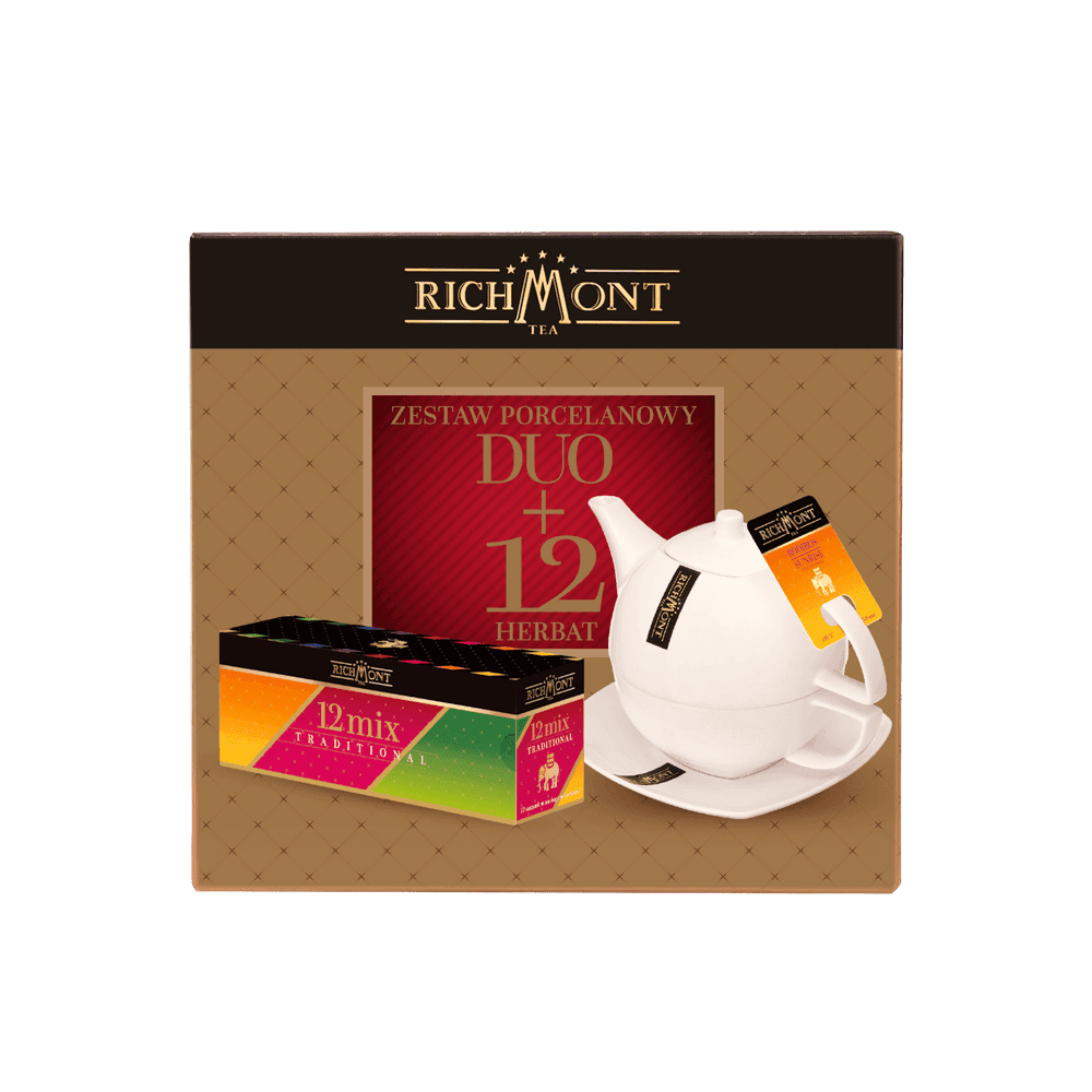 ZESTAW PORCELANOWY DUO + 12 HERBAT RICHMONT