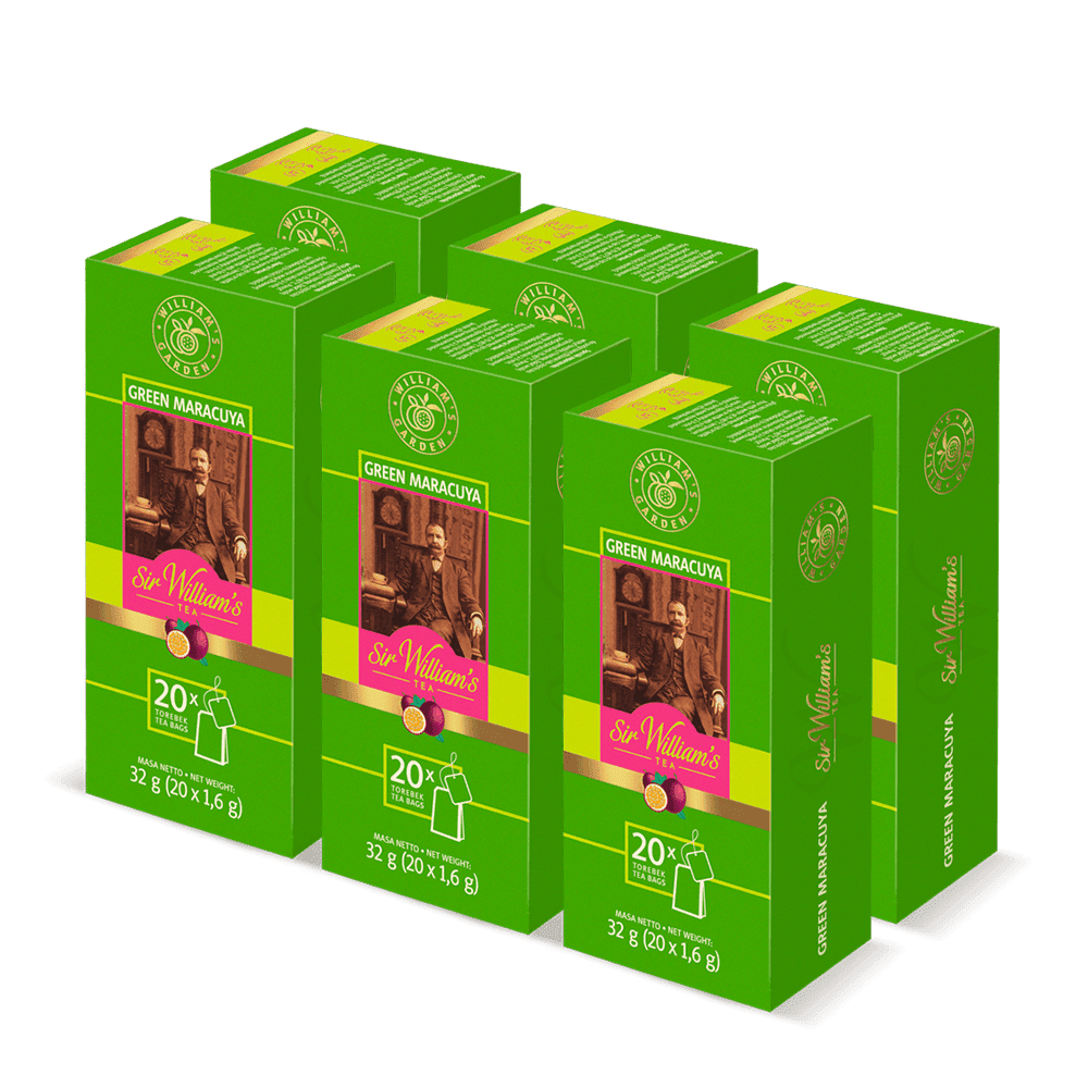 Pakiet 6x Zielona Herbata Sir William’s Tea Green Maracuja 20 Saszetek