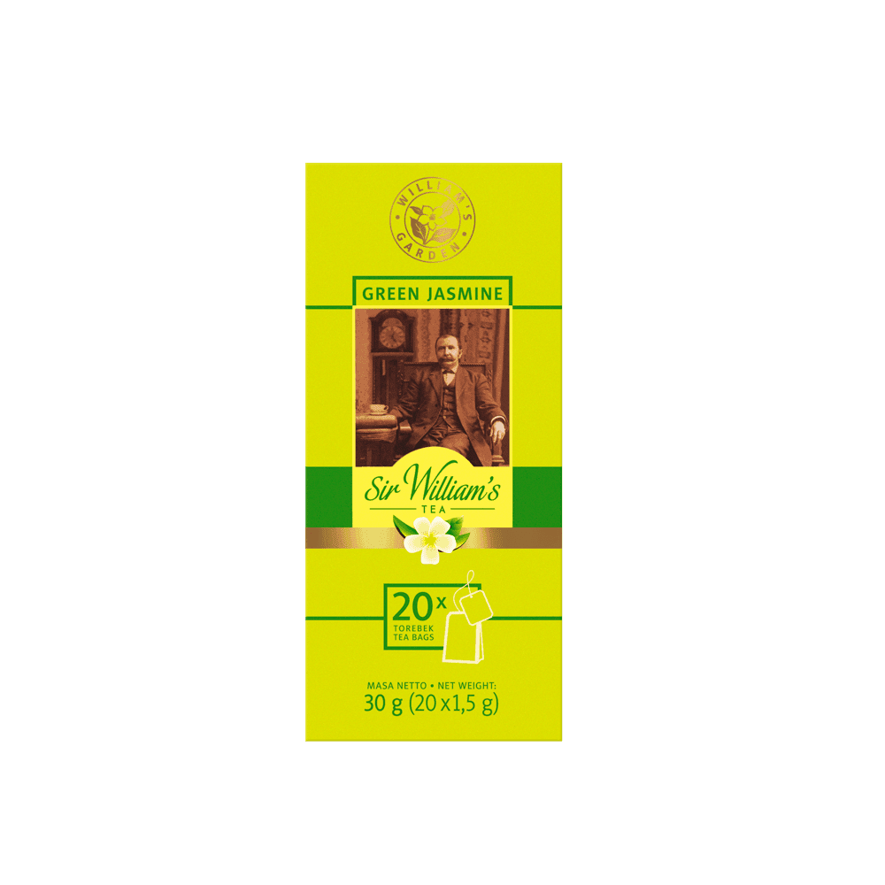 Pakiet 6x Zielona Herbata Jaśminowa Sir William's Tea Green Jasmine 20 Saszetek