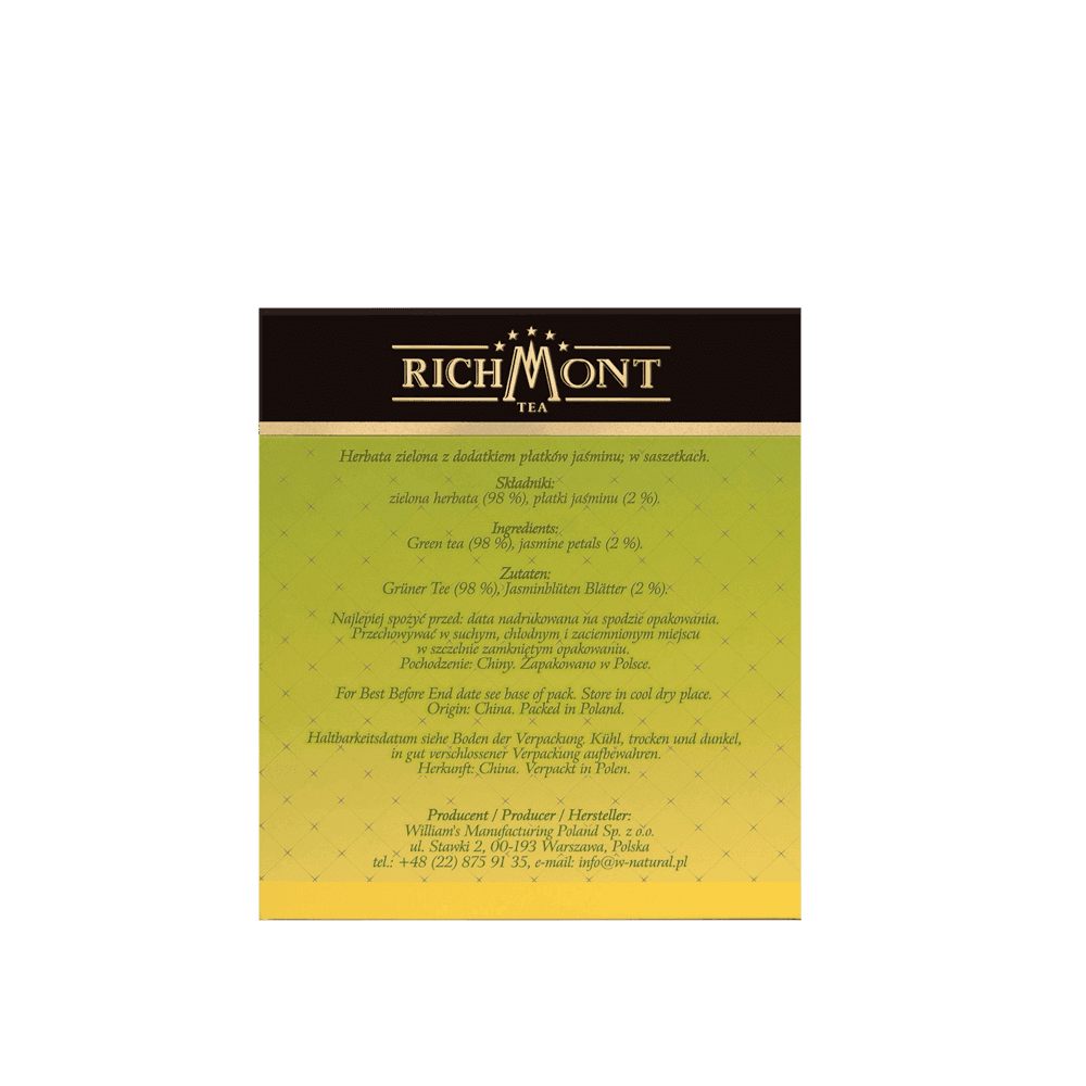 Herbata Richmont Green Jasmine 40 Saszetek z Zestawem do Celebracji Herbaty Richmont