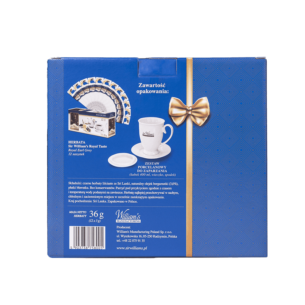 Zestaw Do Zaparzania & Herbata Sir William’s Royal Taste Royal Earl Grey 12 saszetek
