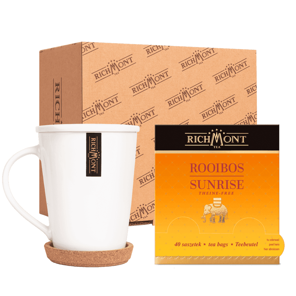 Herbatka Richmont Rooibos Sunrise 40 Saszetek z Zestawem do Celebracji Herbaty Richmont
