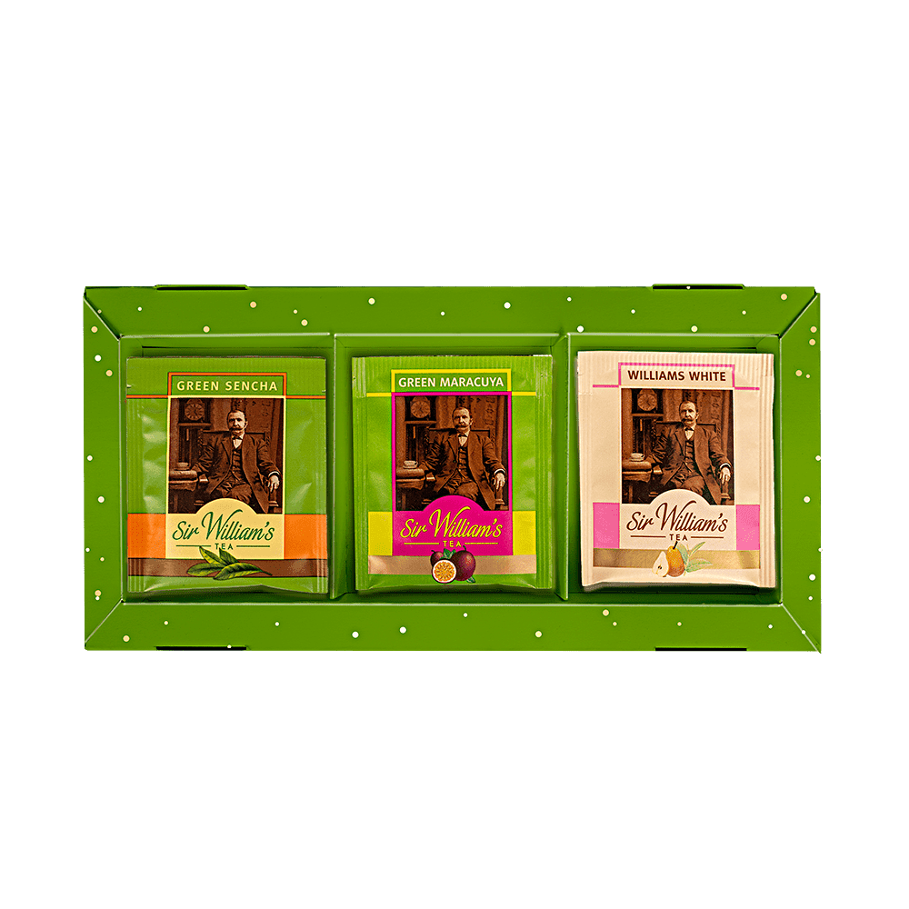 BOMBONIERKA 15 HERBAT SIR WILLIAM'S TEA - HERBATY ZIELONE I BIAŁA