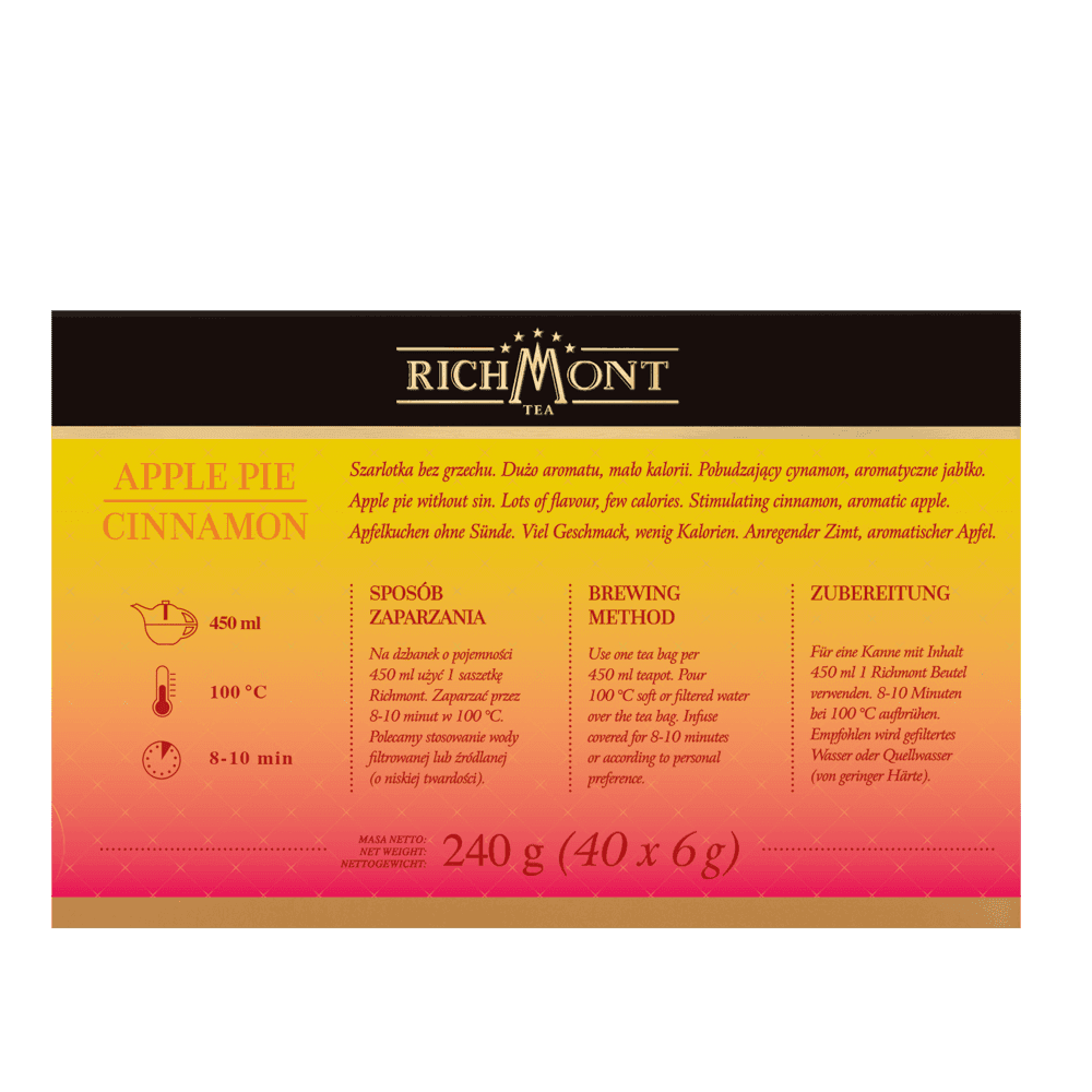 Herbatka Richmont Apple Pie Cinnamon 40 saszetek z Zestawem do Celebracji Herbaty Richmont