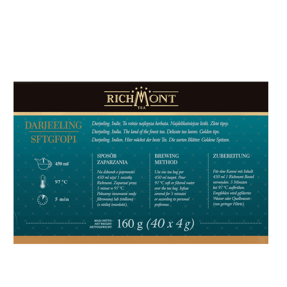 Herbata Richmont Darjeeling SFTGFOP1 40 Saszetek z Zestawem do Celebracji Herbaty Richmont