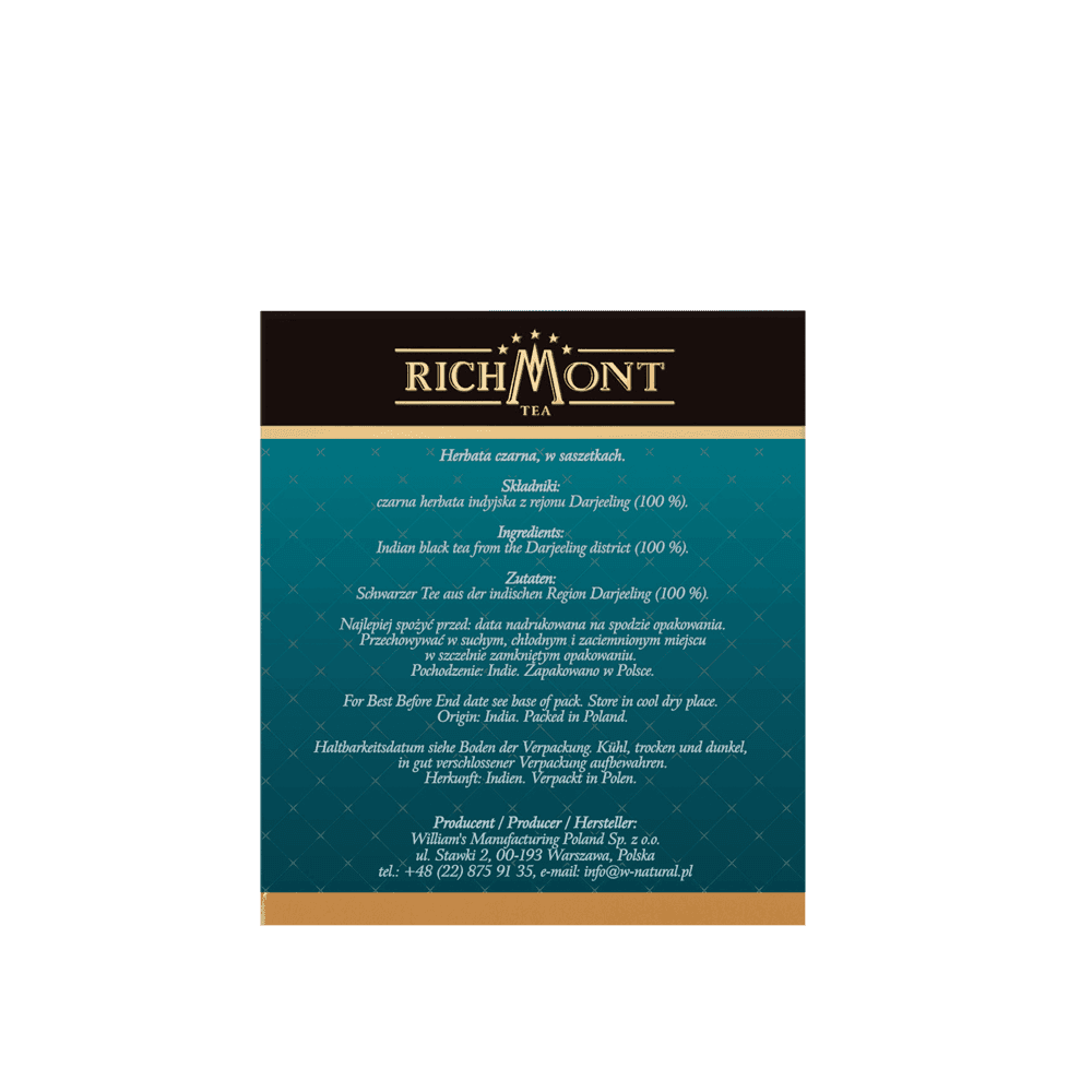 Herbata Richmont Darjeeling SFTGFOP1 40 Saszetek z Zestawem do Celebracji Herbaty Richmont