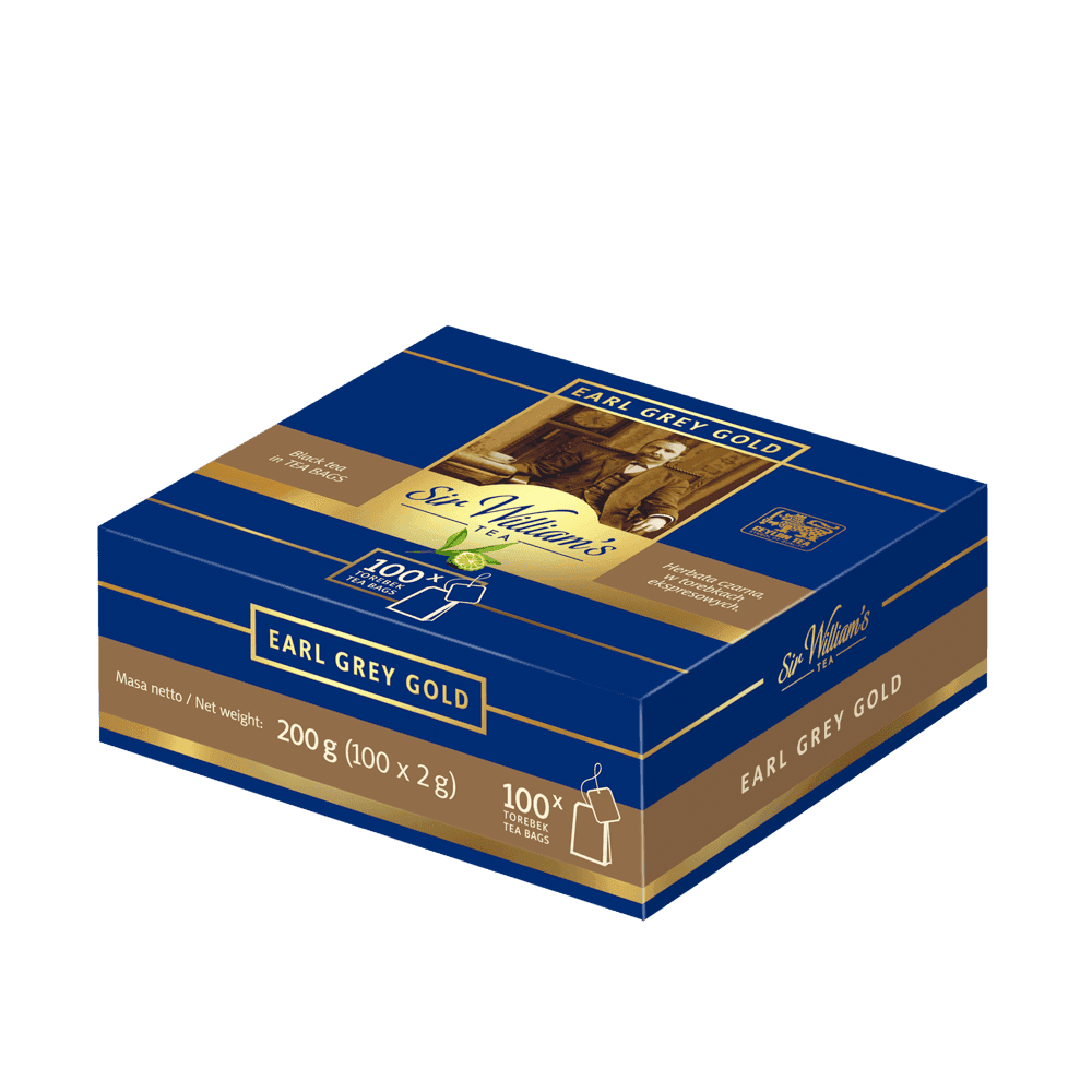 Herbata Czarna Sir William's Tea Earl Grey Gold 100 Saszetek
