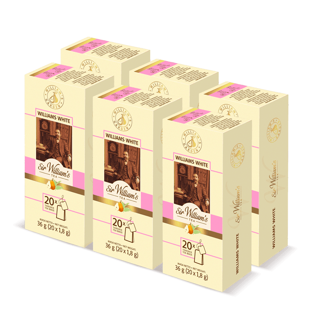 Pakiet 6x Biała Herbata Sir William's Tea Williams White 20 Saszetek