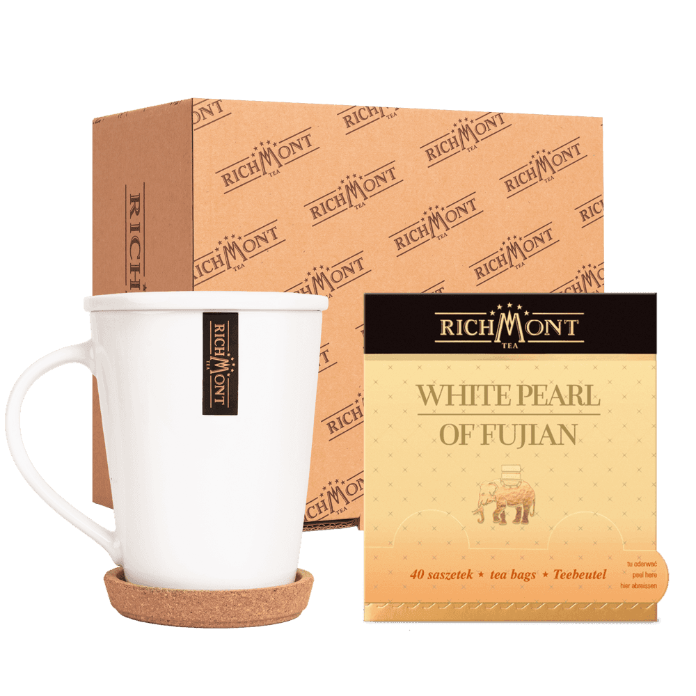 Herbata Richmont White Pearl of Fujian 40 Saszetek z Zestawem do Celebracji Herbaty Richmont