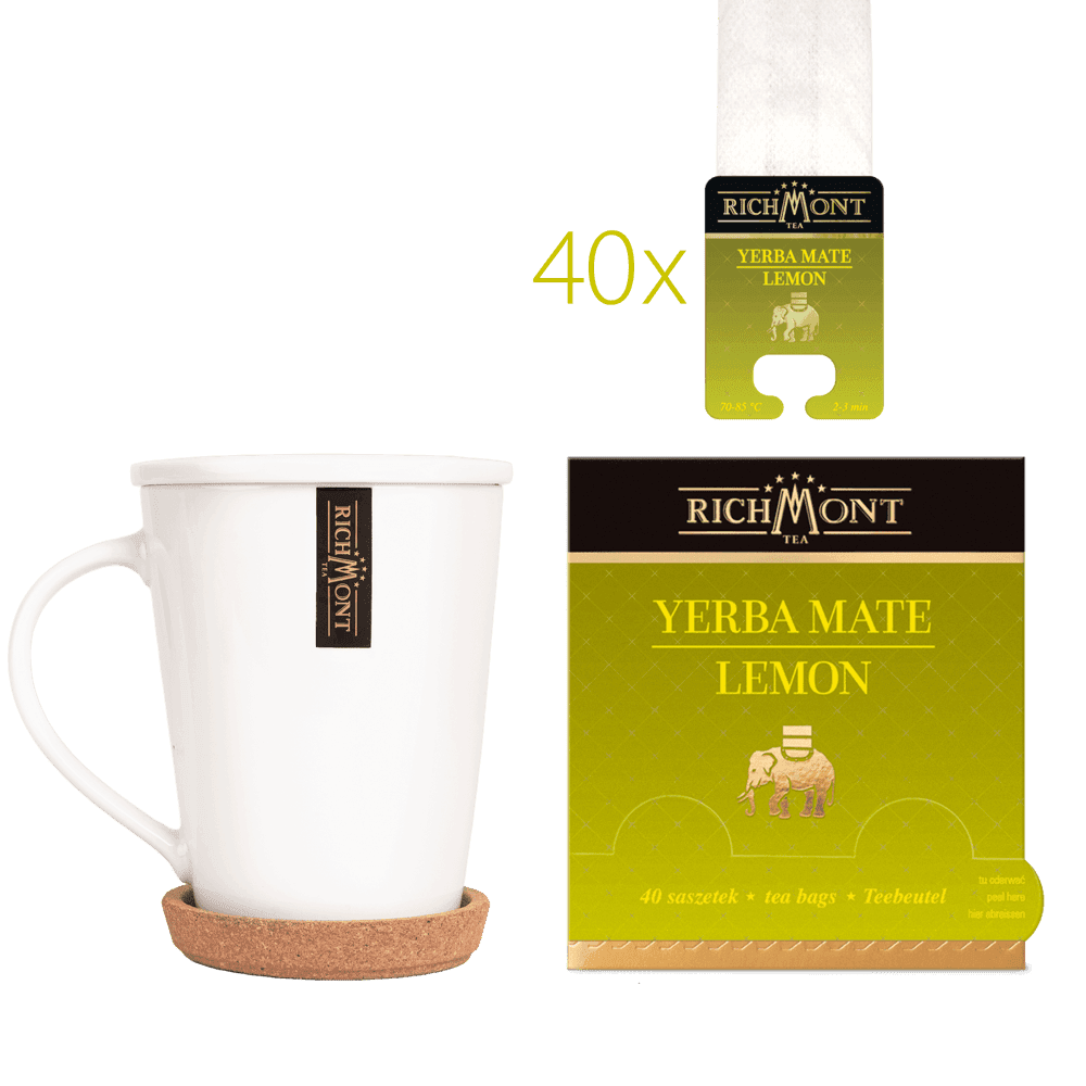 Herbata Richmont Yerba Mate Lemon 40 Saszetek z Zestawem do Celebracji Herbaty Richmont