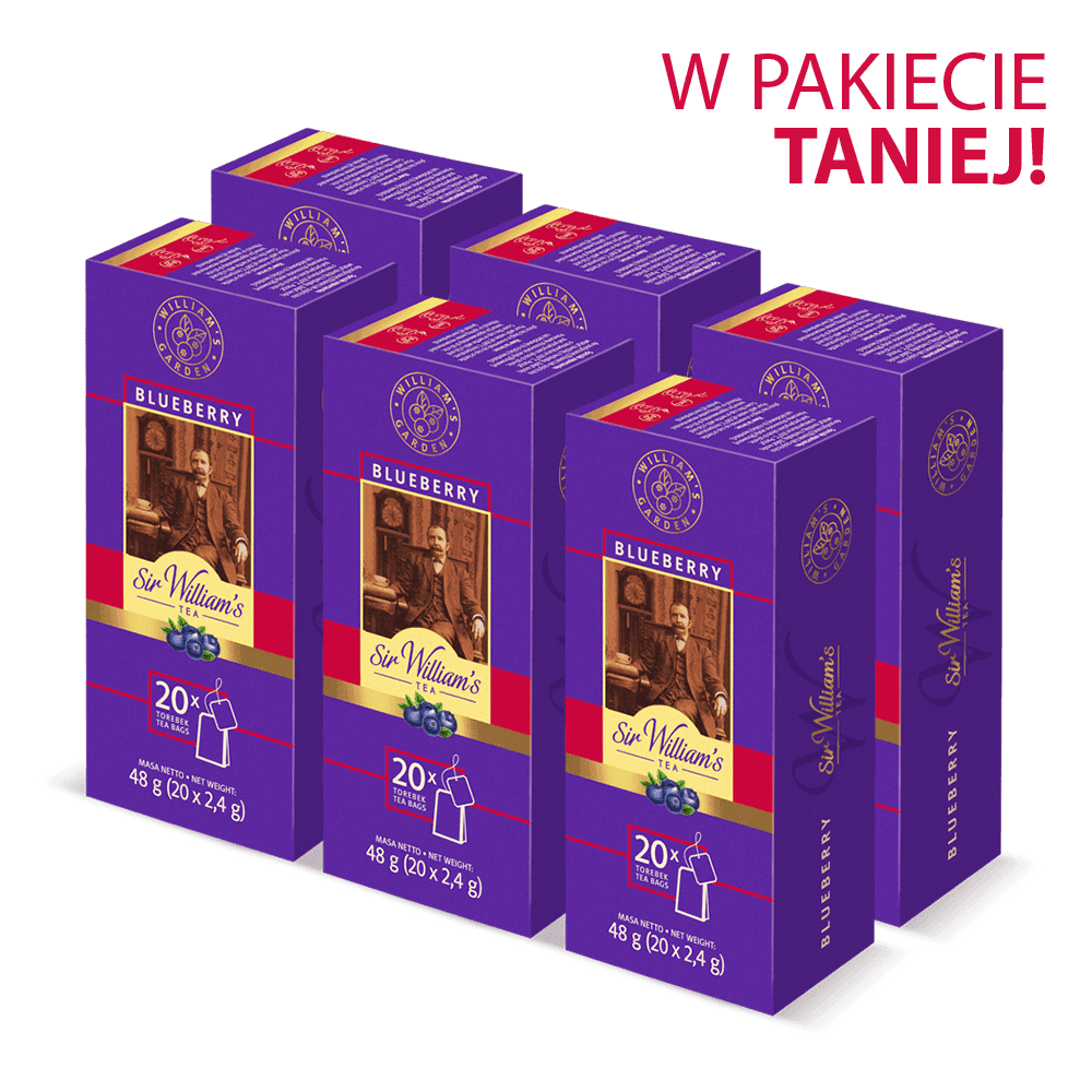 Pakiet 6x Owocowo-Ziołowa Herbatka Sir William's Tea Blueberry 20 Saszetek