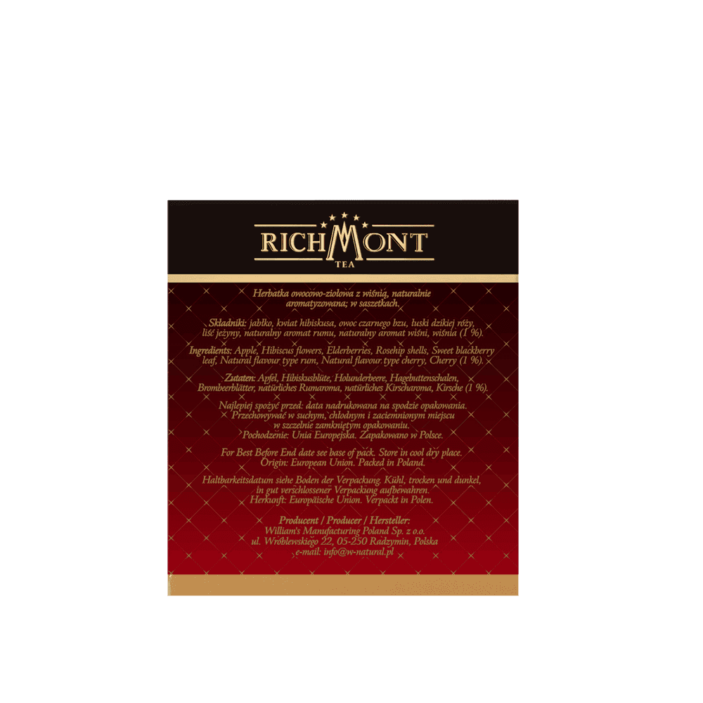 Owocowo-Ziołowa Herbatka Richmont Rum Cherry 40 Saszetek