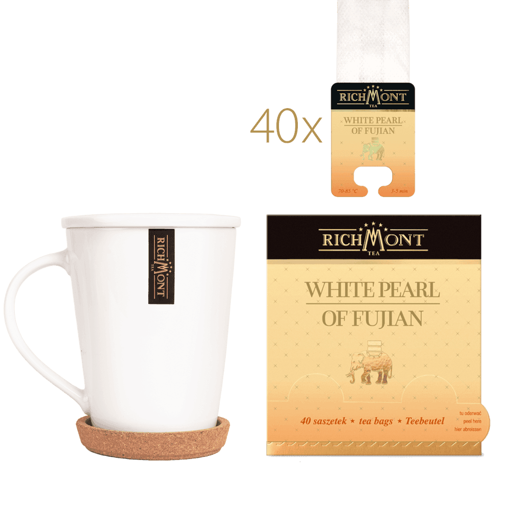 Herbata Richmont White Pearl of Fujian 40 Saszetek z Zestawem do Celebracji Herbaty Richmont