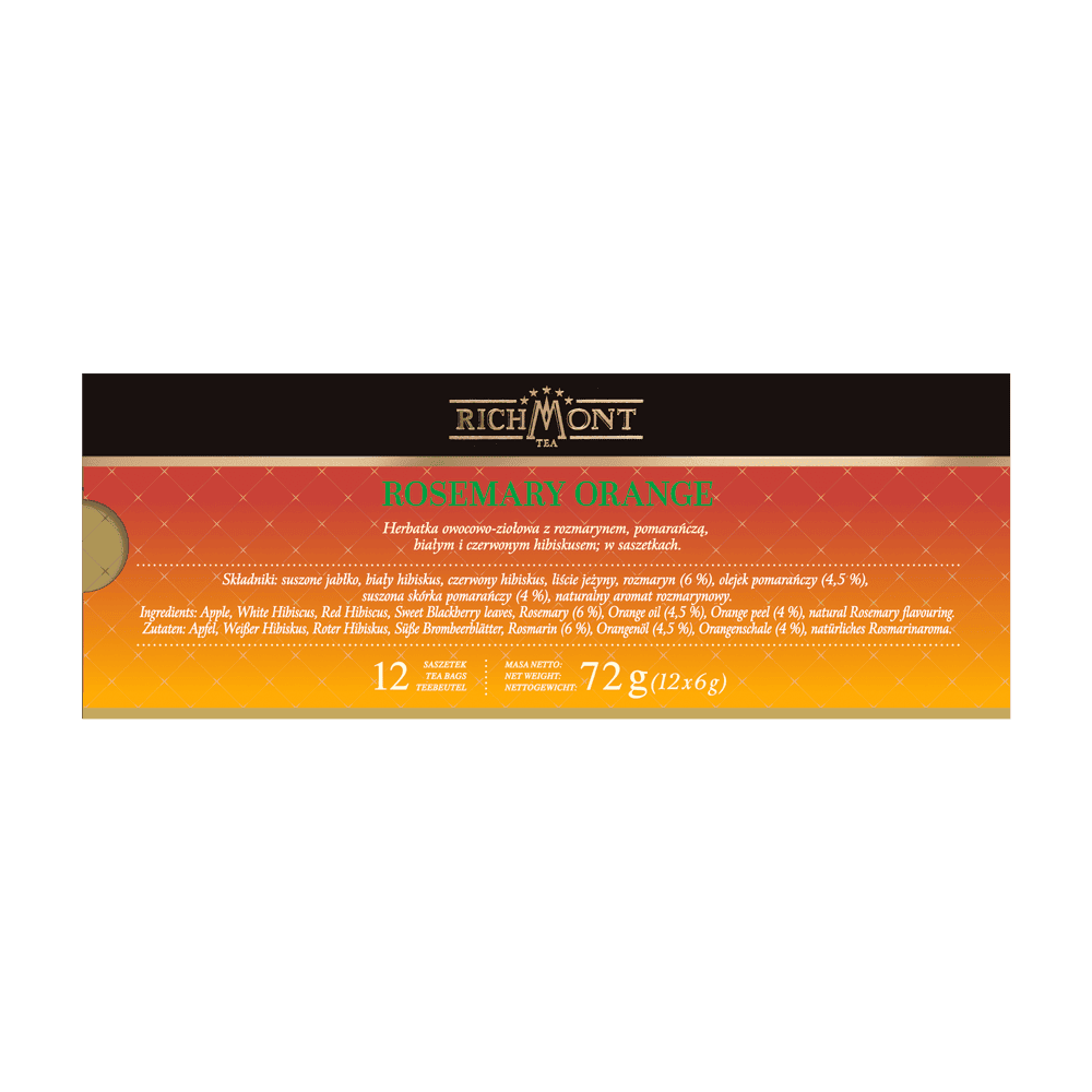  Zestaw Herbata Richmont Rosemary Orange 12 Saszetek + Szklanka Richmont Ice