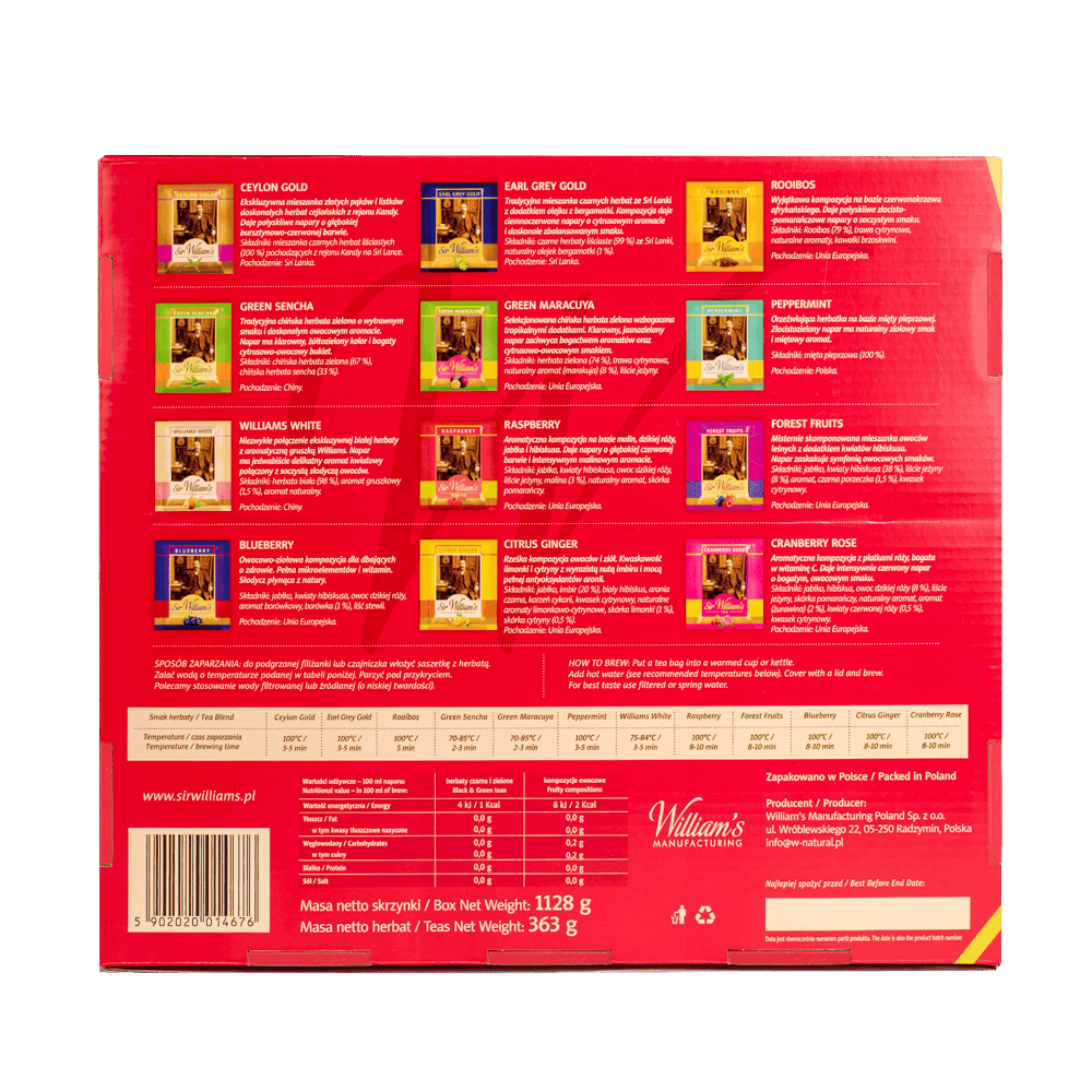 DREWNIANA SKRZYNKA 180 HERBAT SIR WILLIAM’S TEA
