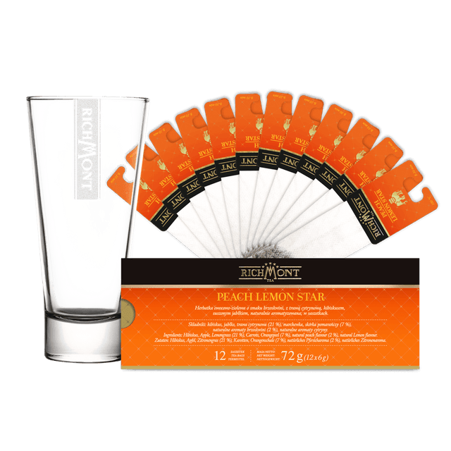 Zestaw Richmont Peach Lemon 12 Saszetek + Szklanka Richmont Ice