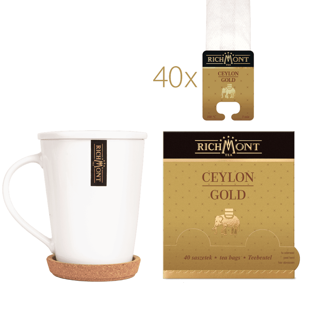 Herbata Richmont Ceylon Gold 40 Saszetek z Zestawem do Celebracji Herbaty Richmont