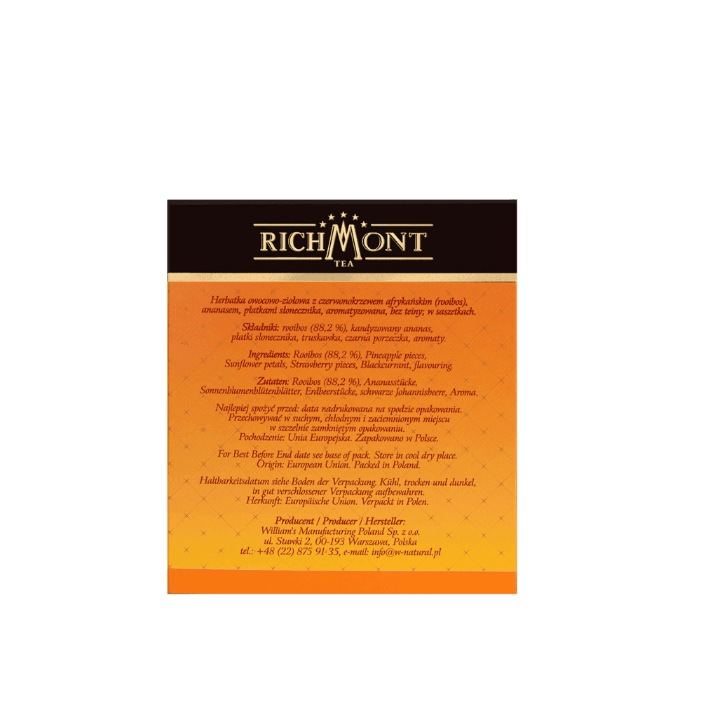 Herbatka Richmont Rooibos Sunrise 40 Saszetek z Zestawem do Celebracji Herbaty Richmont