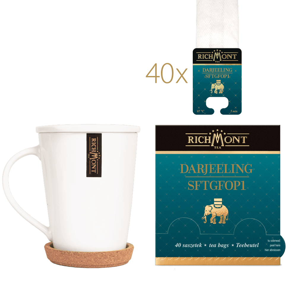 Herbata Richmont Darjeeling SFTGFOP1 40 Saszetek z Zestawem do Celebracji Herbaty Richmont