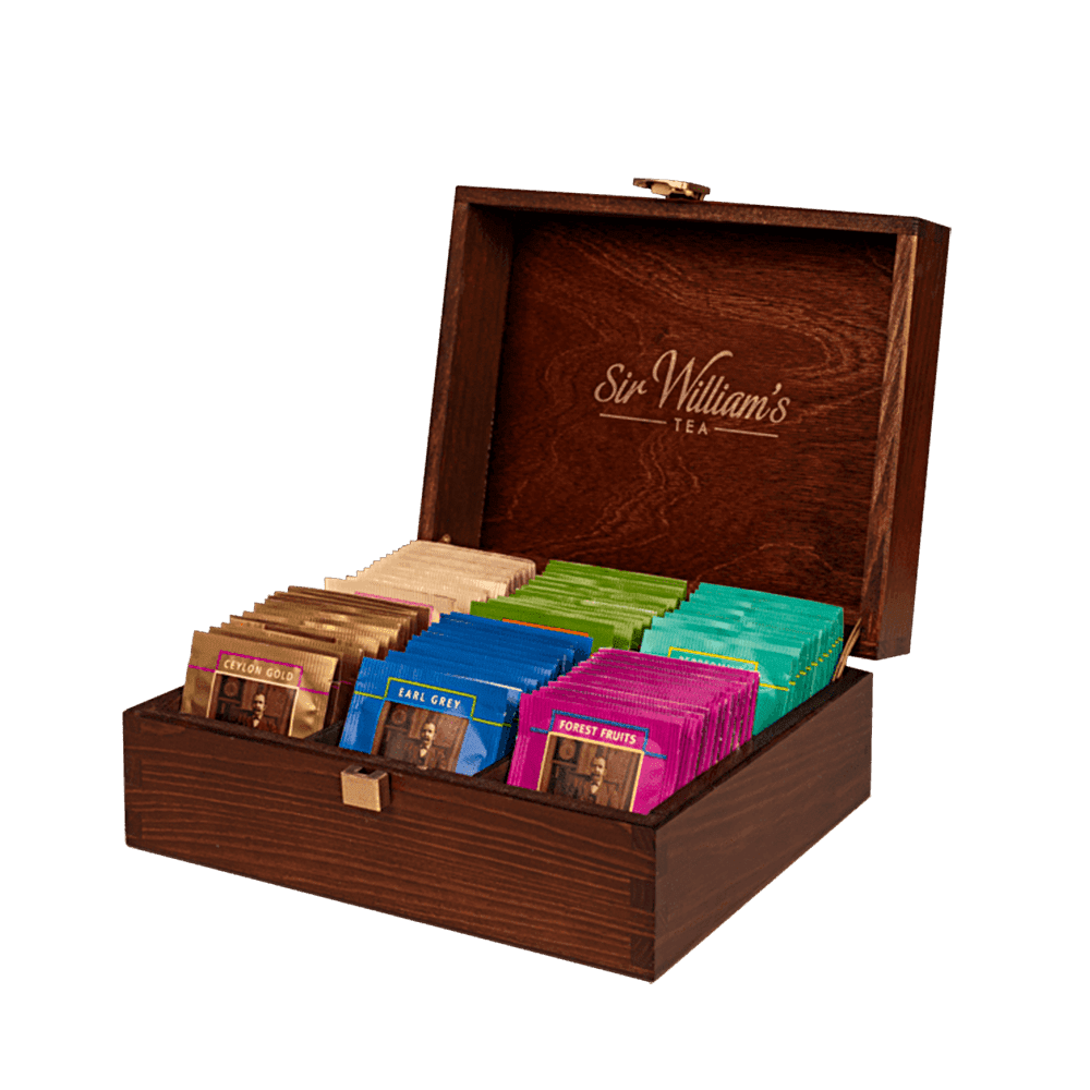 DREWNIANA SKRZYNKA 90 HERBAT SIR WILLIAM’S TEA