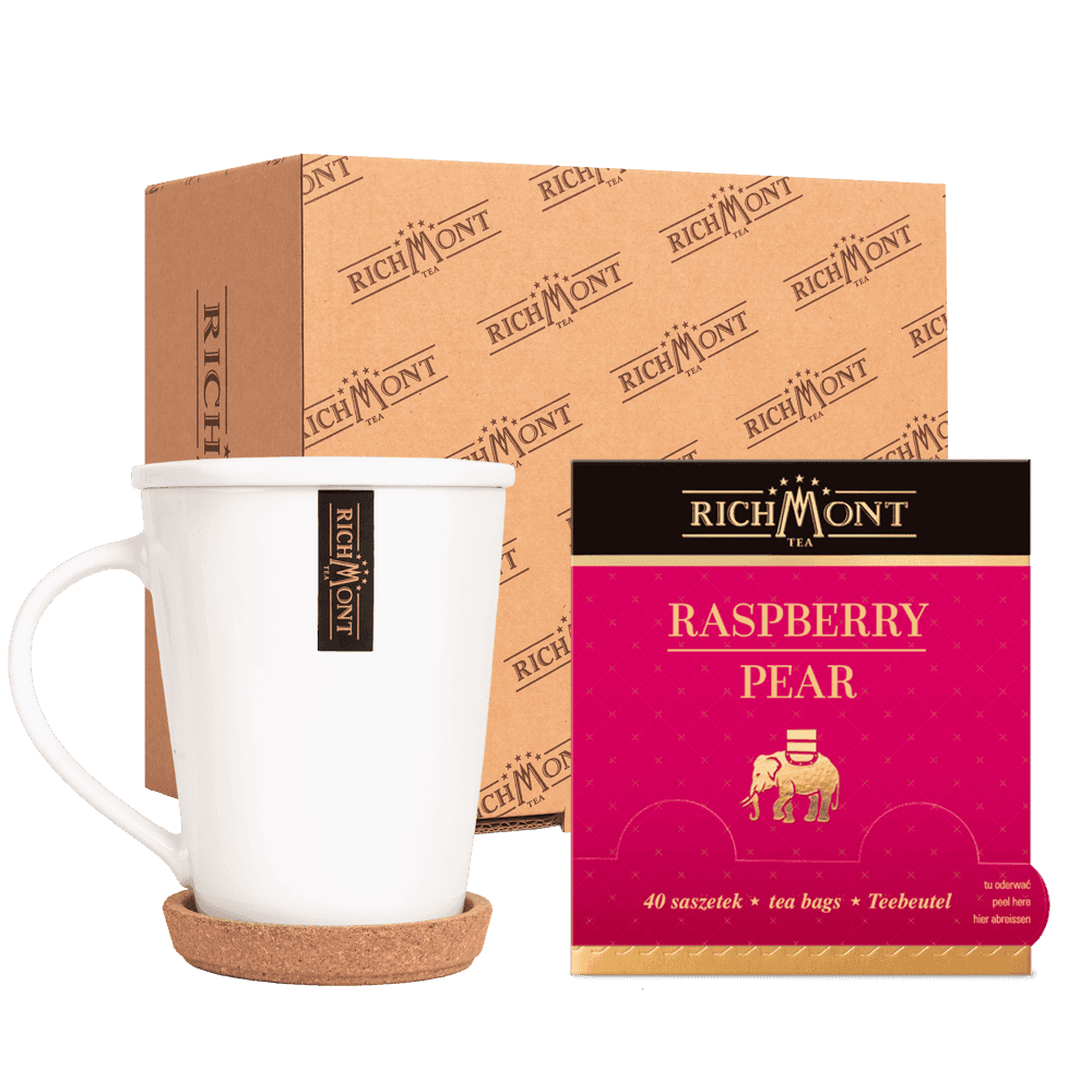 Herbatka Richmont Raspberry Pear 40 Saszetek z Zestawem do Celebracji Herbaty Richmont