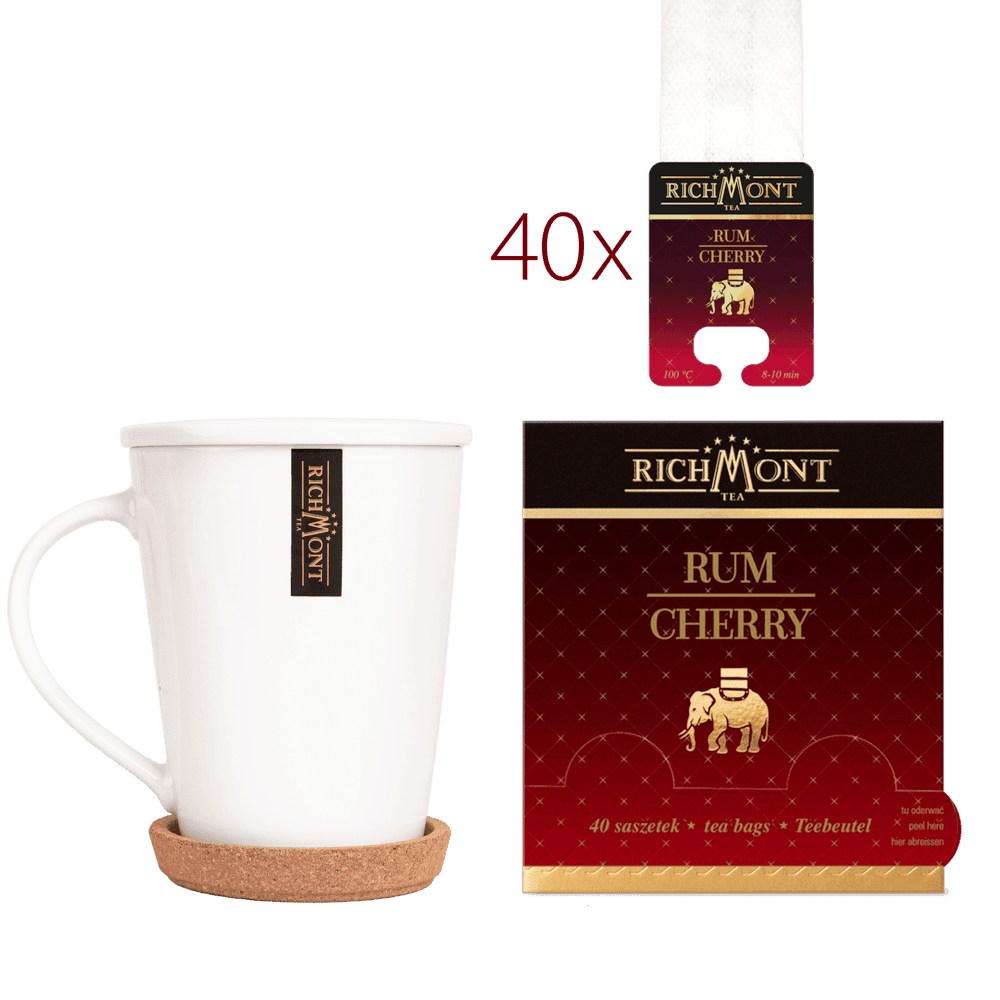 Herbata Richmont Rum Cherry 40 Saszetek z Zestawem do Celebracji Herbaty Richmont
