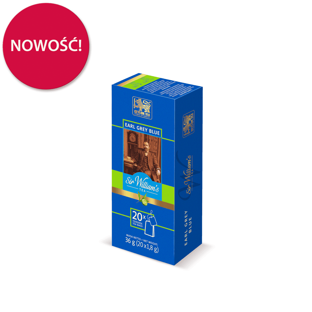 Pakiet 6x Czarna Herbata Sir William's Tea Earl Grey Blue 20 Saszetek