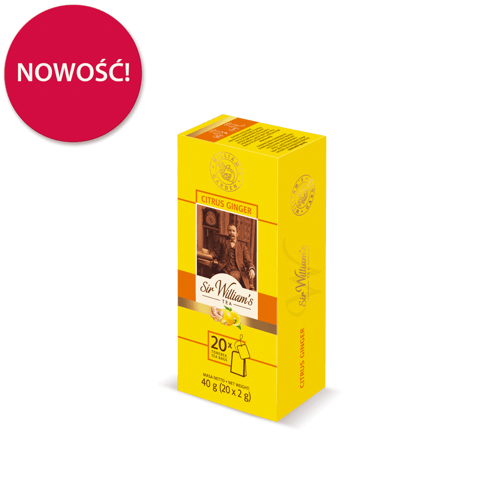 Pakiet 6x Owocowo-ziołowa Herbatka Sir William's Tea Citrus Ginger 20 Saszetek
