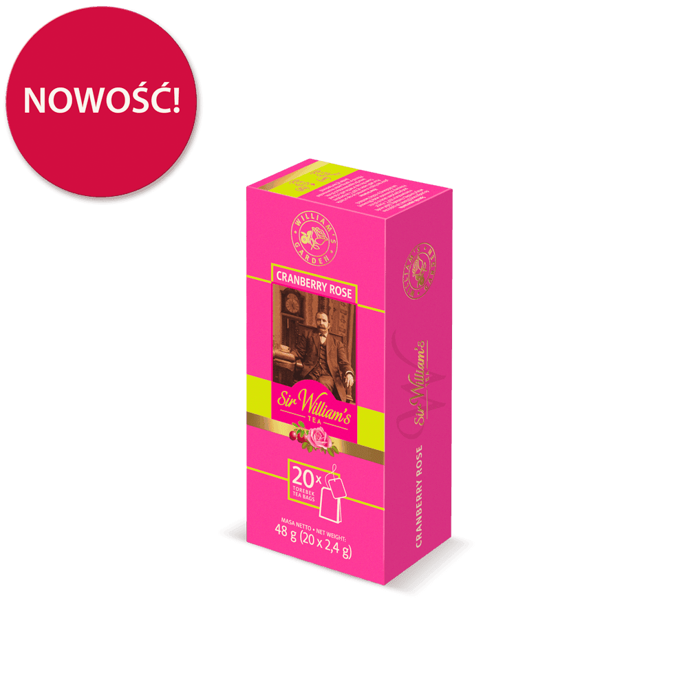 Pakiet 6x Owocowo-Ziołowa Herbatka Sir William’s Tea Cranberry Rose 20 Saszetek