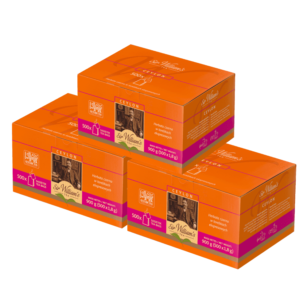 Pakiet 3x Herbata Sir William's Ceylon Black Tea 500 Saszetek